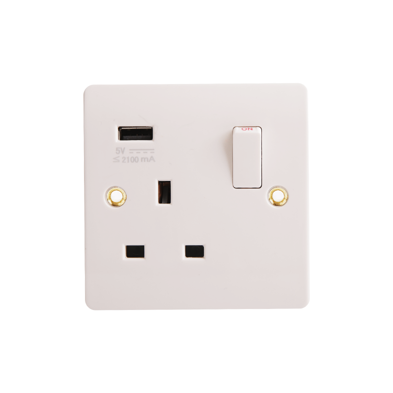 Bakelit 13A spínaná zásuvka s USB (2,1A) HK6113V-UB